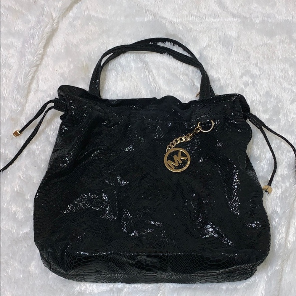Large black embossed leather Michael Kors purse